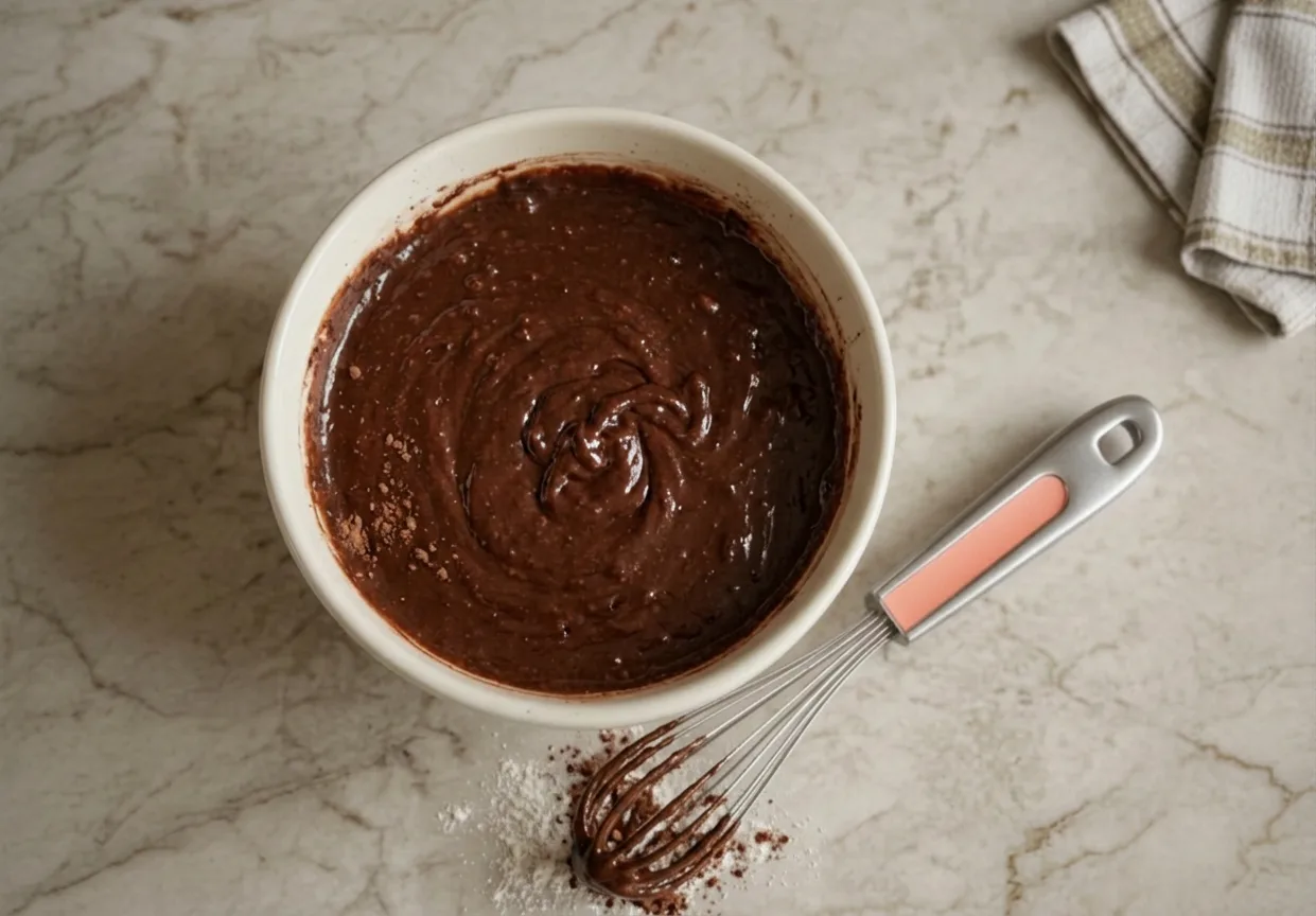 the bowl should look like mixed brownie mixture 2